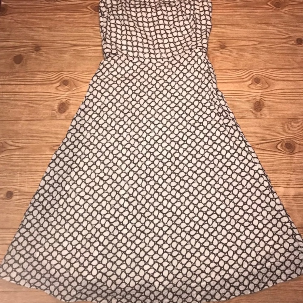JCREW Brown White Lead Print Strapless Dress